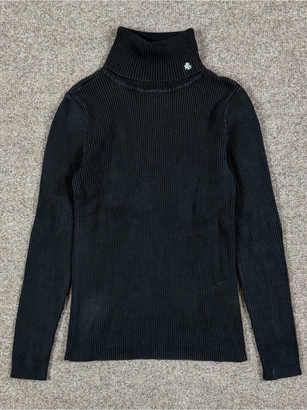 Ralph Lauren Black Long Sleeve Ribbed Turtleneck Sweater Women’s XS 100% Cotton